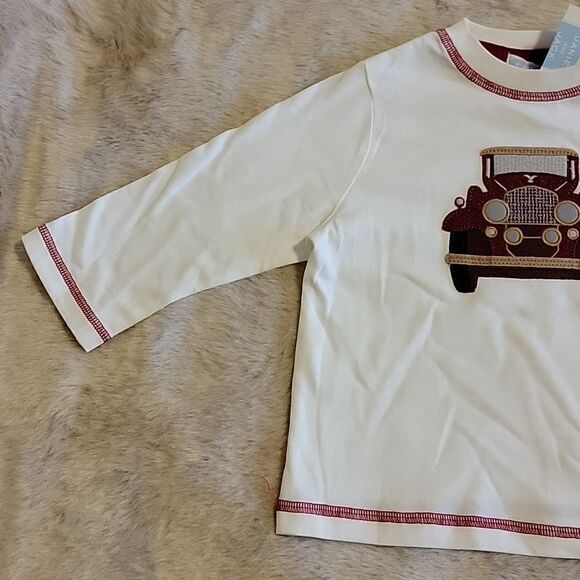 JANIE AND JACK ANTIQUE RED TRUCK WHITE LONG-SLEEVE TEE, SIZE 12-18 MONTHS, NEW! - Picture 4 of 9